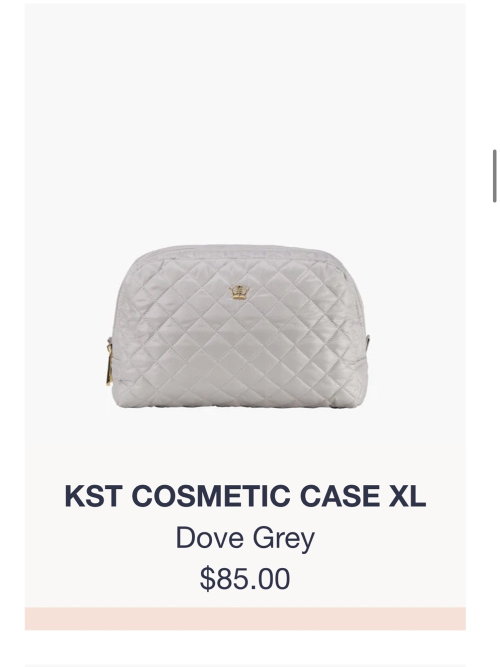 SOLD!!!! Oliver Thomas Quilted Cosmetic Case in Light Gray with Gold Accent